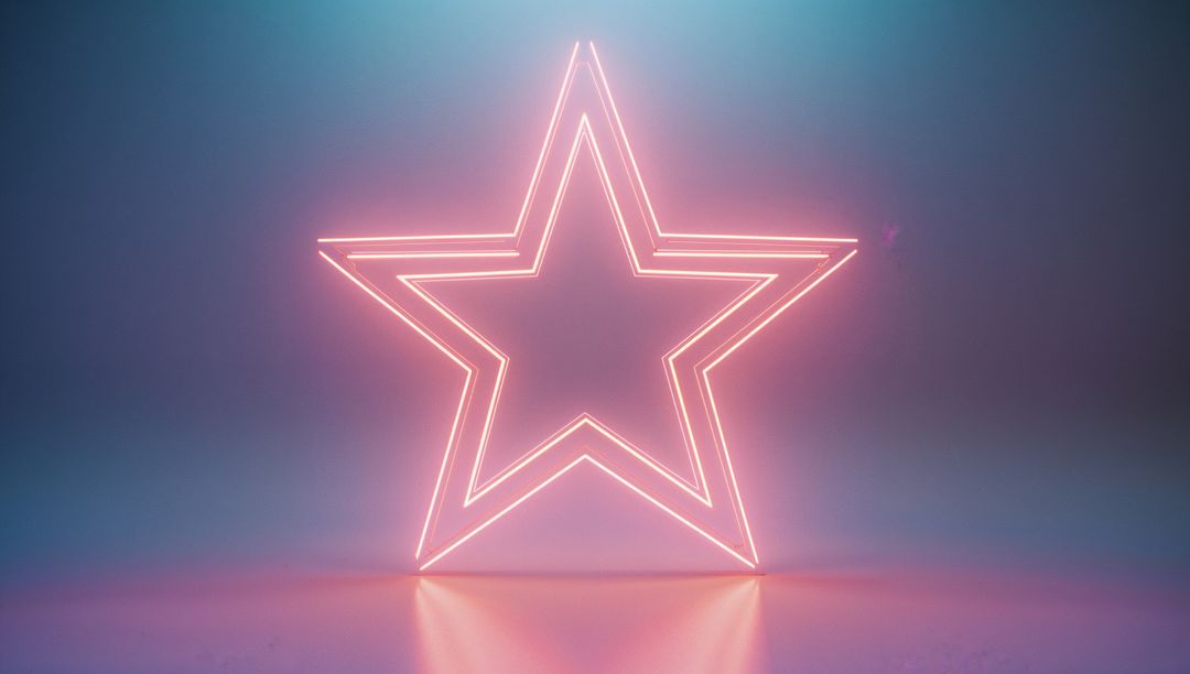 Glowing Neon Star in Modern Minimalist Style