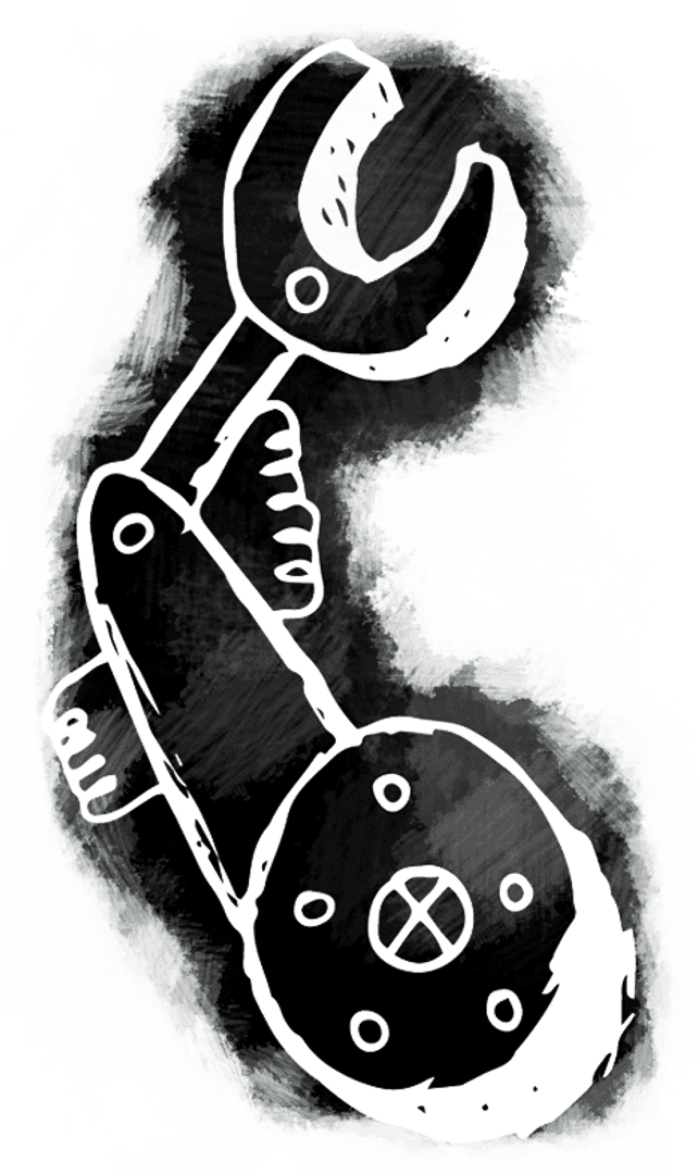 Transparent Hand-Drawn Wrench Illustration With Abstract Dark Background