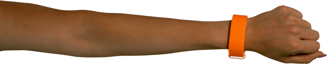 Transparent Arm Wearing Orange Smartwatch Wristband