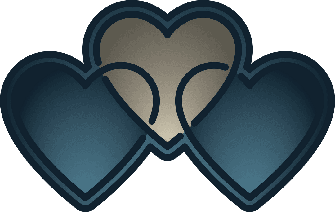 Stylized Triple Heart With 3D Effect On Transparent Background