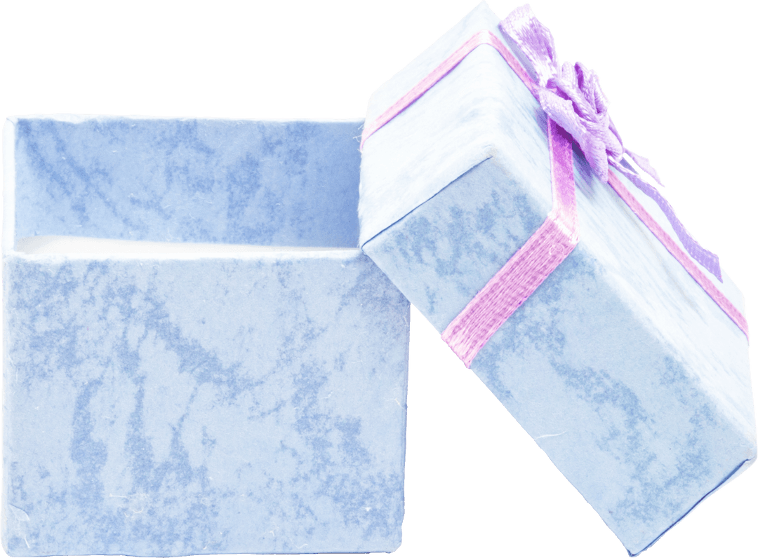 Marbled Gift Box Transparent PNG with Ribbon