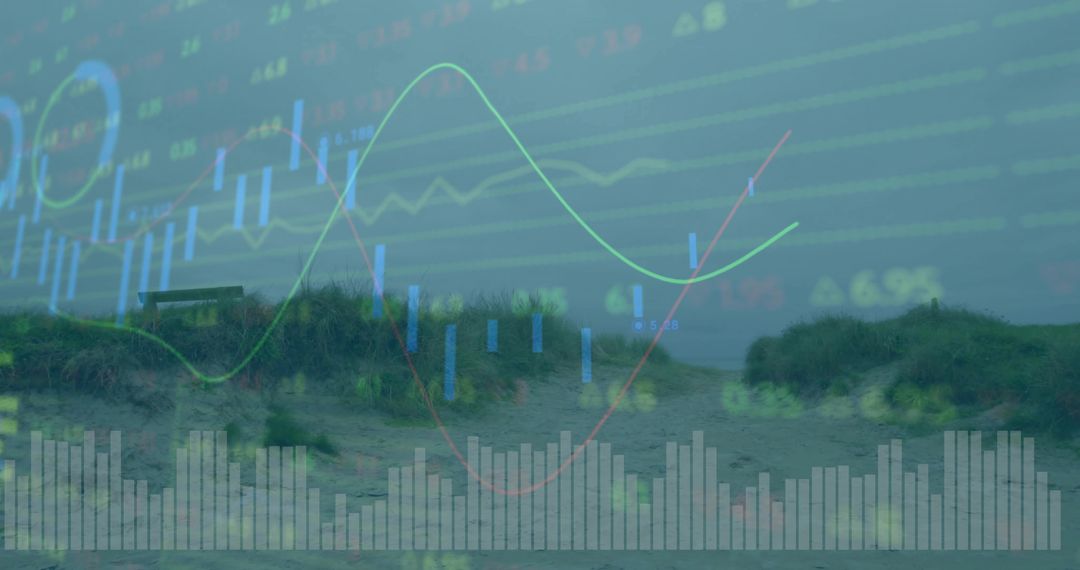 Coastal Path with Financial Stock Chart Overlay