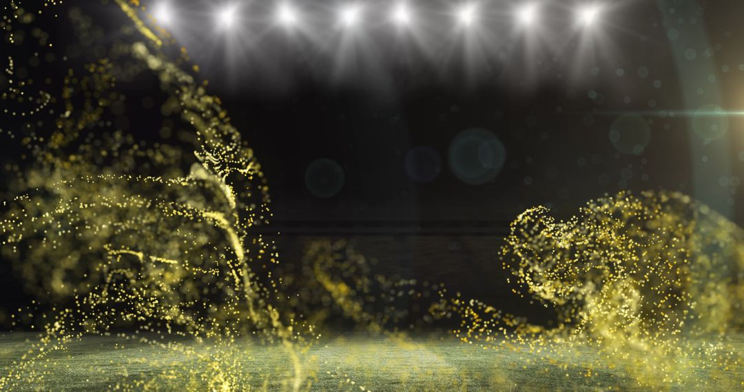 Golden Light Burst in Dimmed Stage with Spotlights