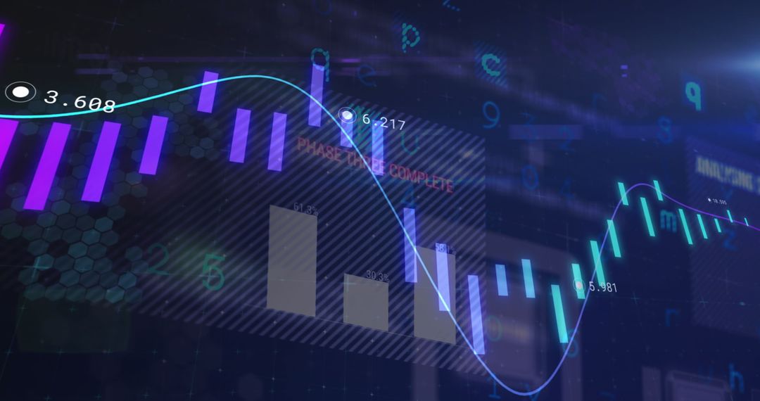 Digital Data Analytics with Graphs and Charts Overlay