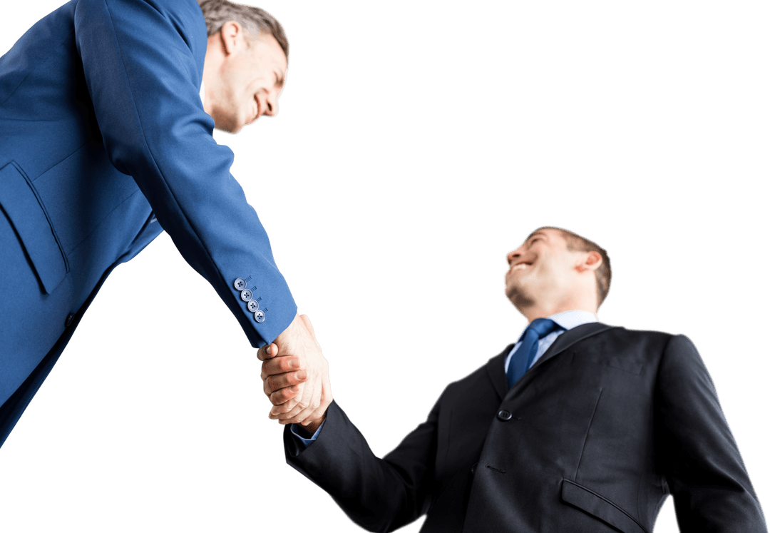 Transparent Low Angle Handshake Between Businessmen