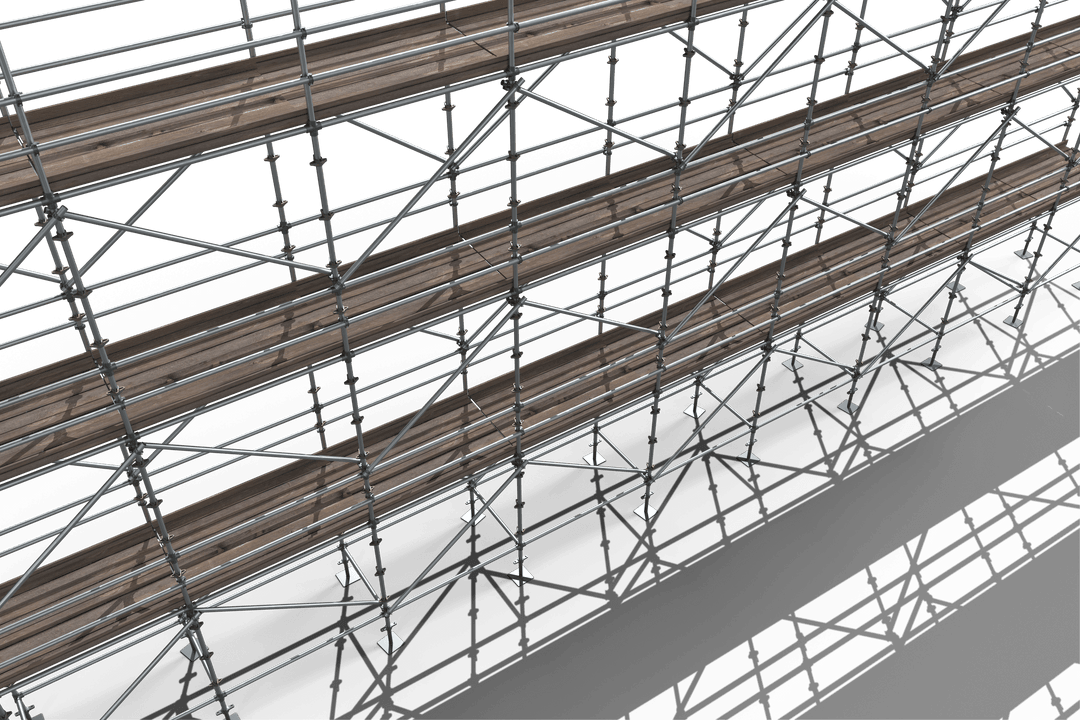 Transparent 3D Rendering of Metal Scaffolding Structure