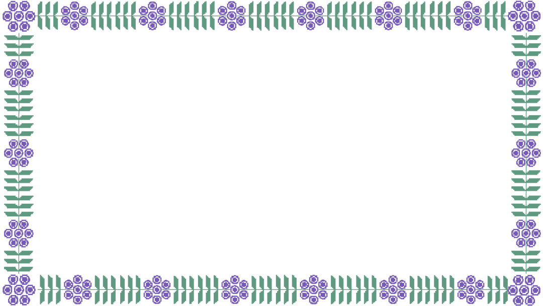 Transparent Floral Frame with Purple Flowers and Green Leaves Design