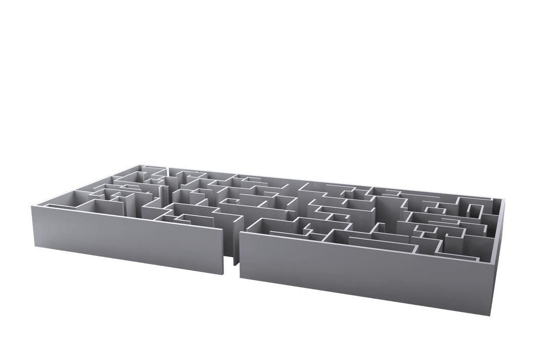 Gray Maze on Transparent Background Isolated Vector