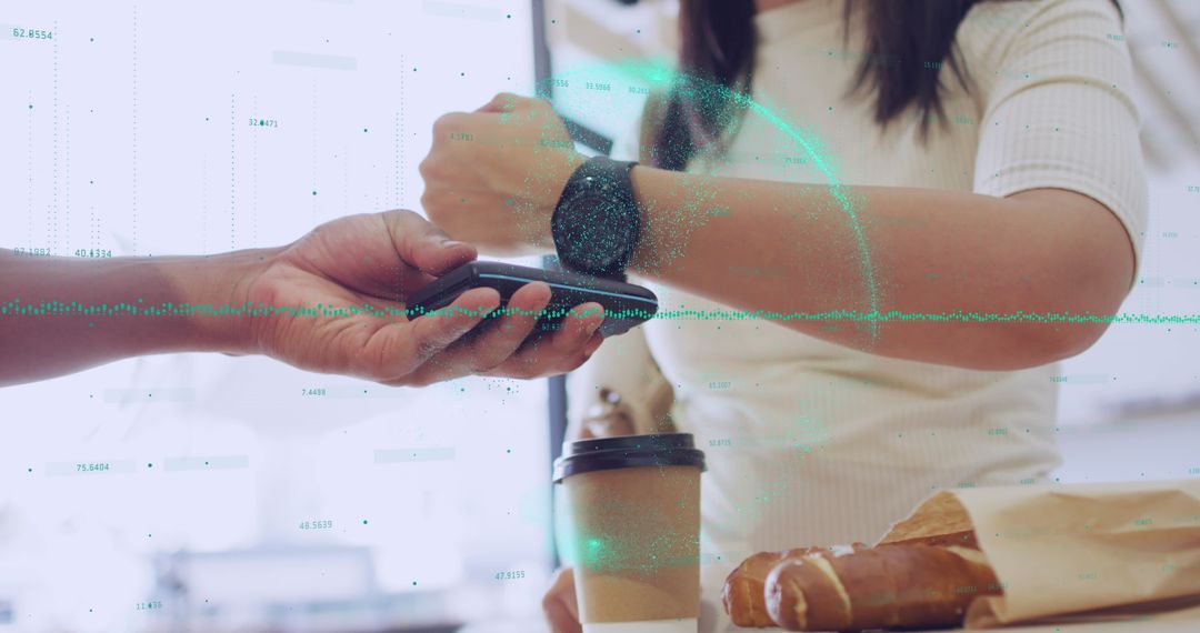 Digital Payment Transaction with Smartphone and Smartwatch Overlay