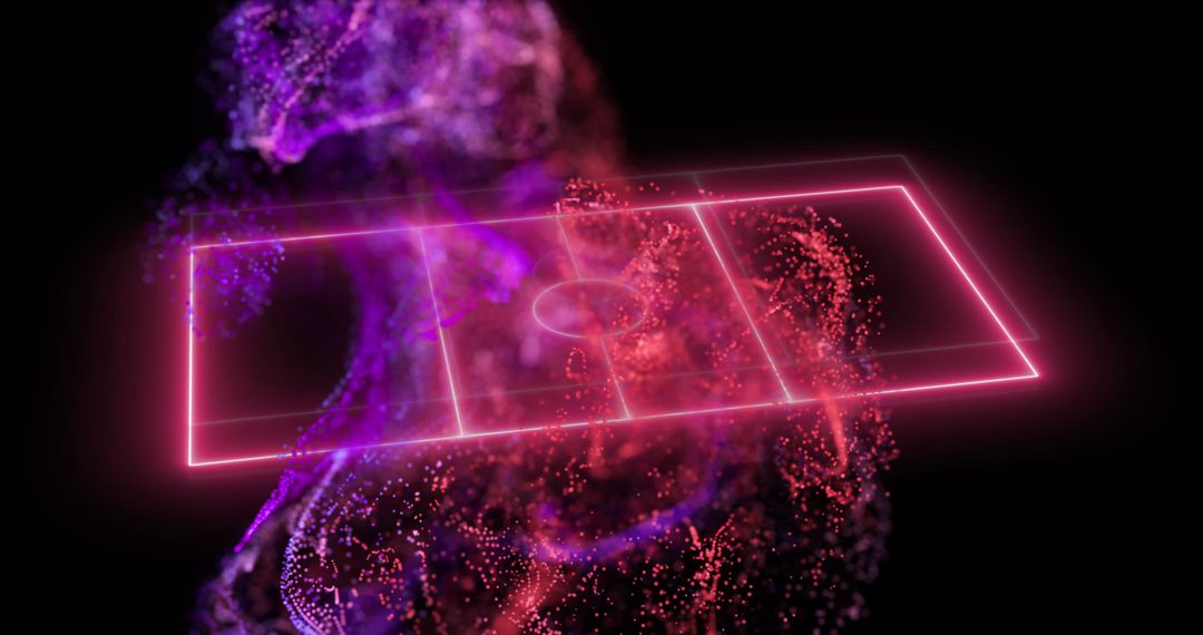 Futuristic Neon Sports Field with Vibrant Data Particles