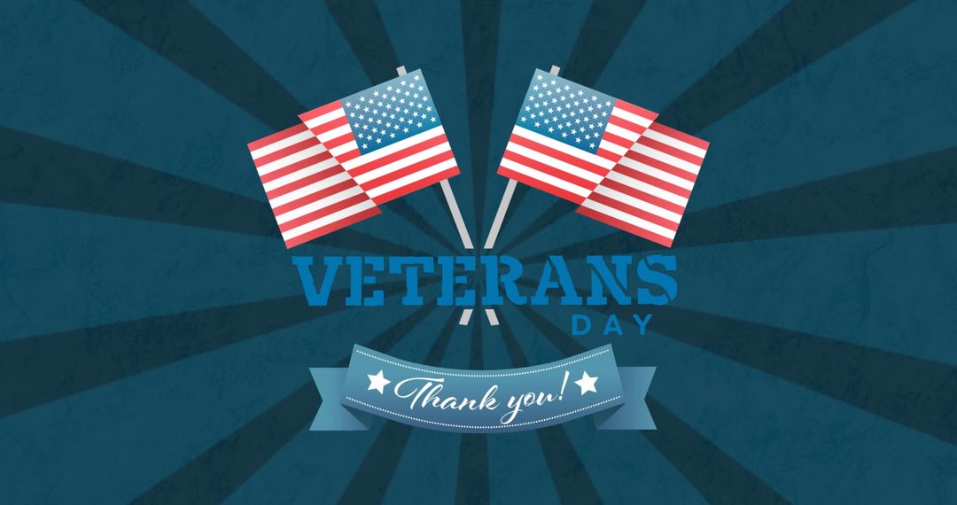 Veterans Day Tribute With American Flags and Thank You Message