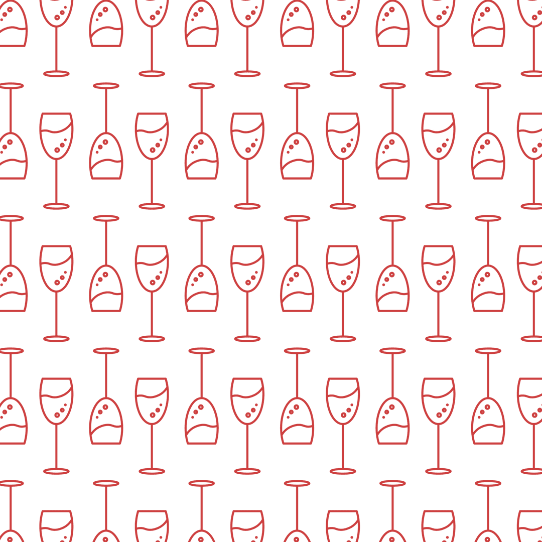 Elegant Transparent Pattern with Red Wine Glass Silhouettes