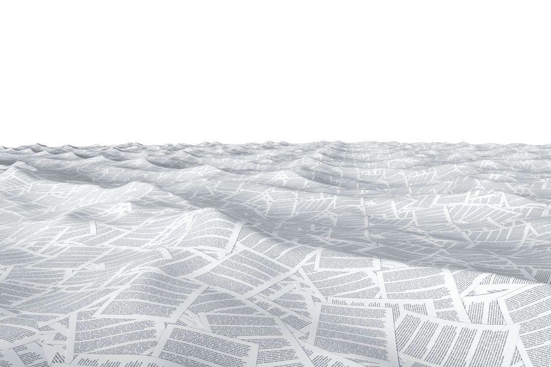 Endless Sea of Papers Overlapping in Transparent Waves