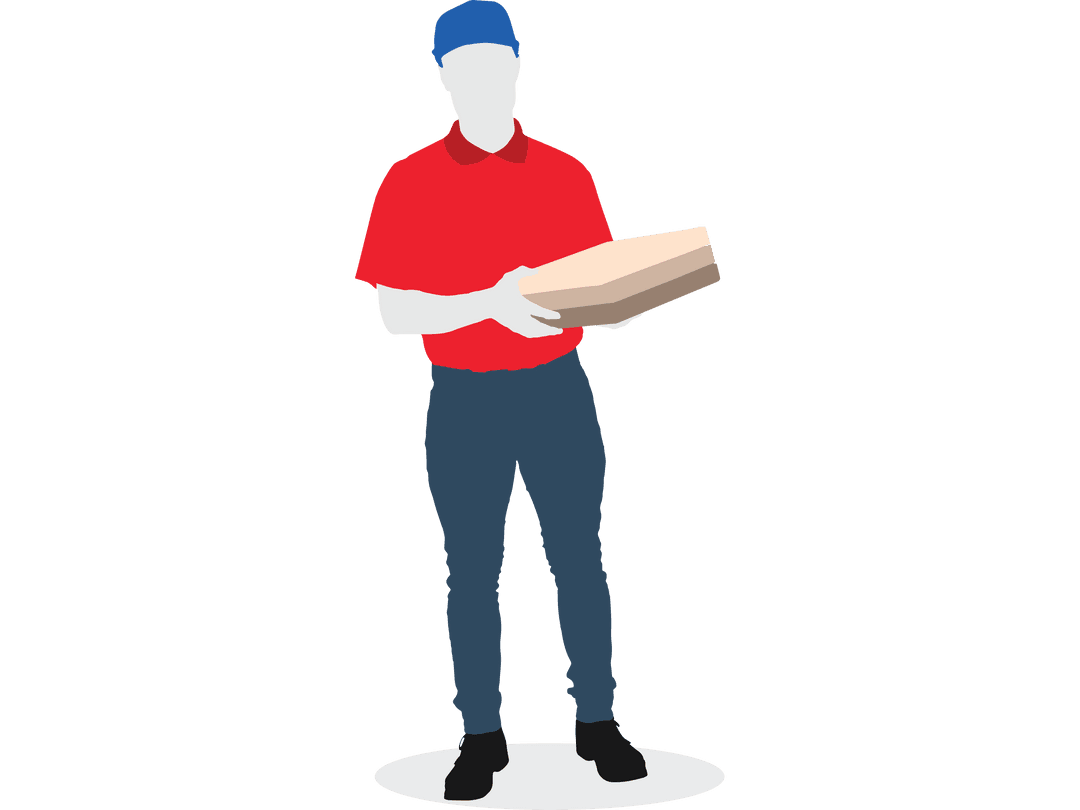 Illustration of Delivery Man with Parcel on Transparent Background