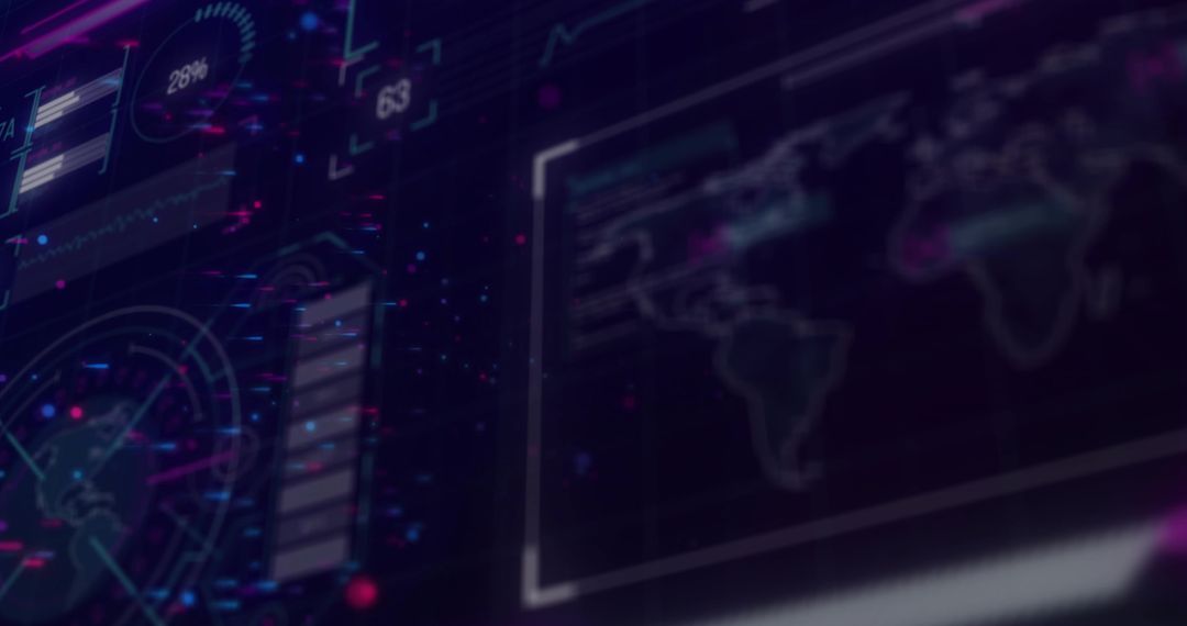 Futuristic Dashboard Interface with Digital World Map Visualization