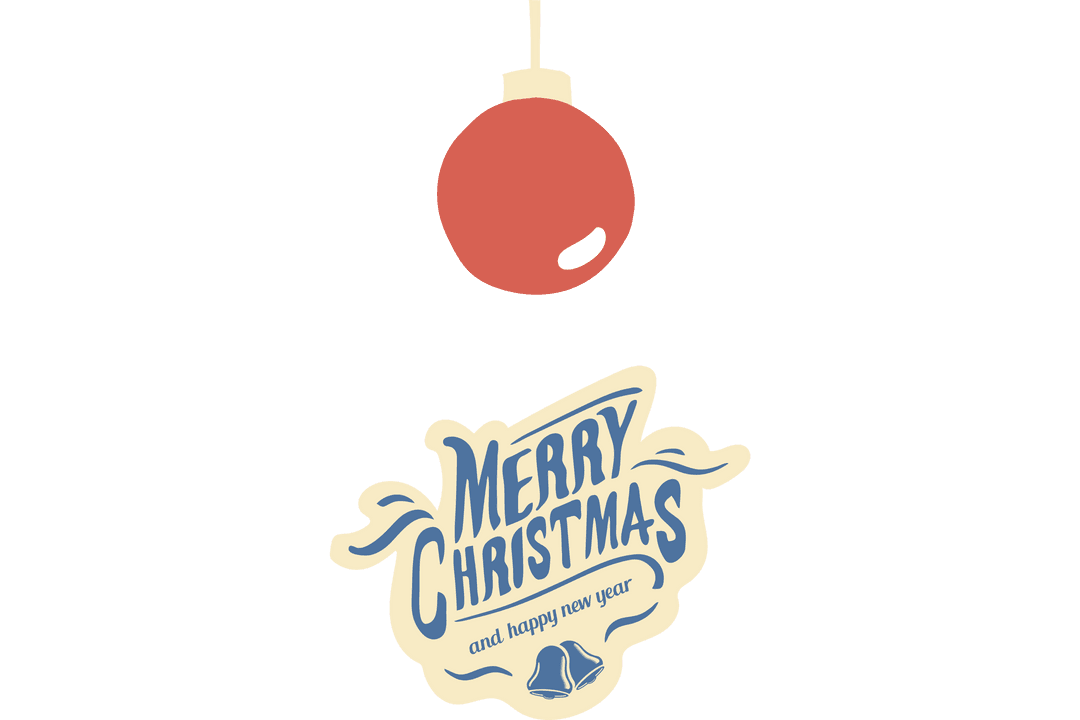 Christmas Bauble with Merry Christmas Text on Transparent Background