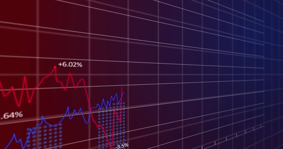 Financial Data Charts with Viewing Grid in Dark Perspective