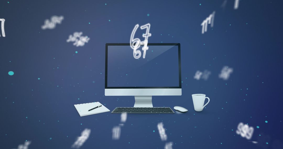 Digital interface concept with computer and flowing data