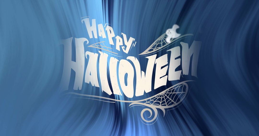Dynamic Happy Halloween Text on Blue Black Background