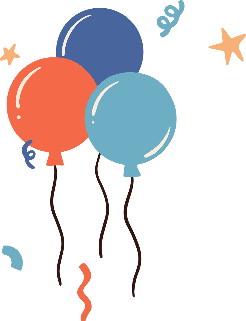 Floating Vector Balloons in Vibrant Colors on Transparent Background