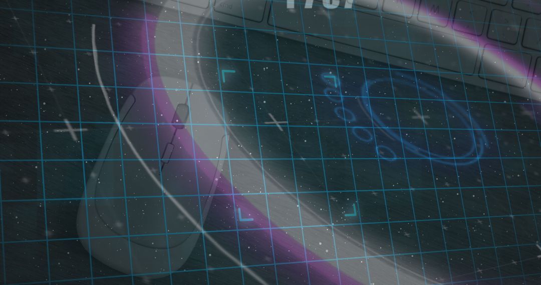 Futuristic Digital Interface Concept with Mouse and Keyboard