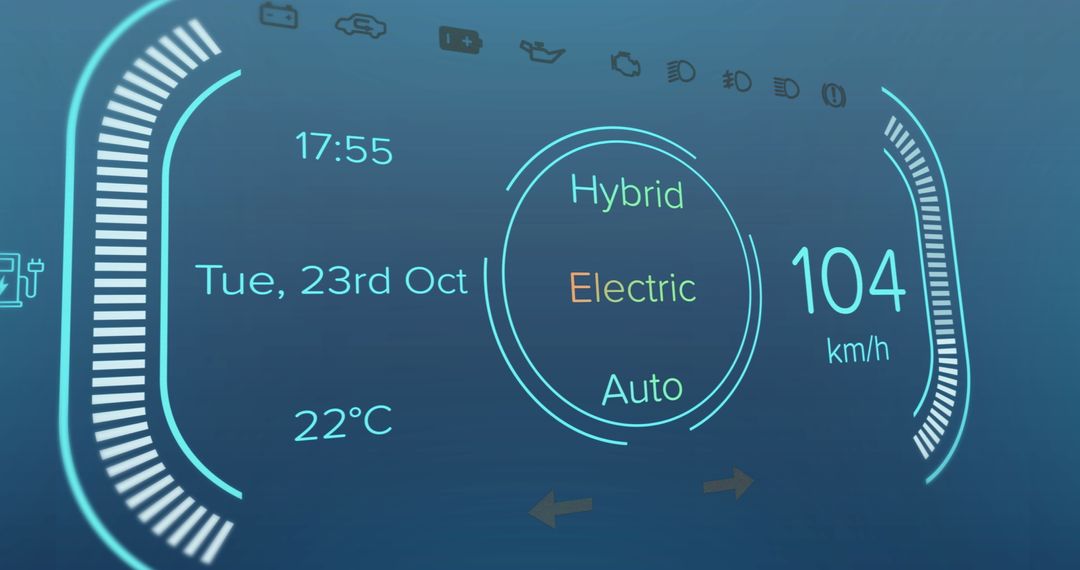 Electric Car Interface Display Showing Speed and Mode