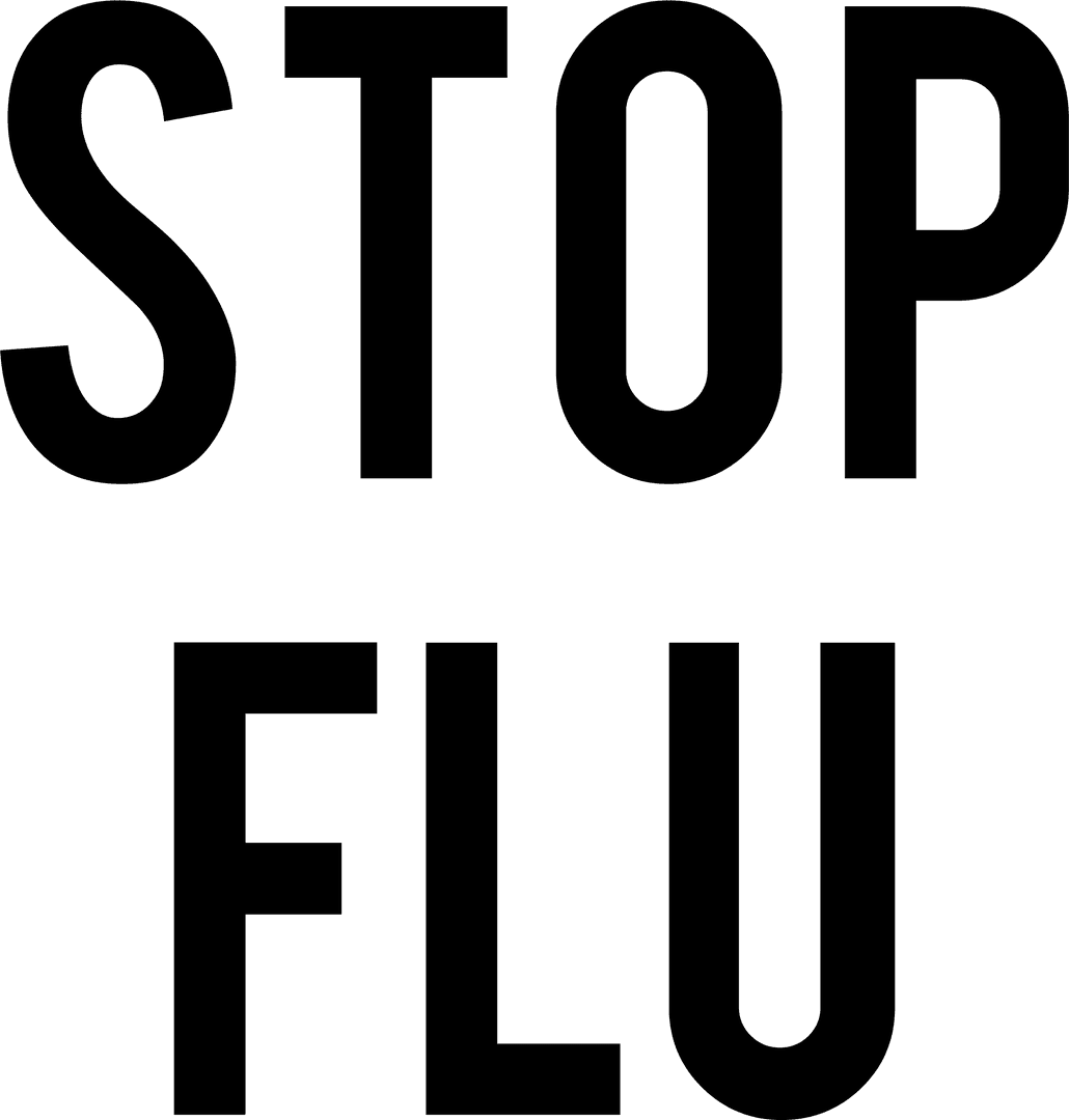 Stop Flu Campaign Text on Transparent Background Vector