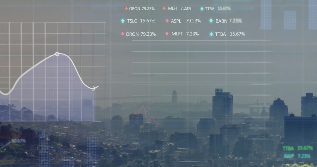 Futuristic Data Interfaces with Cityscape Backdrop