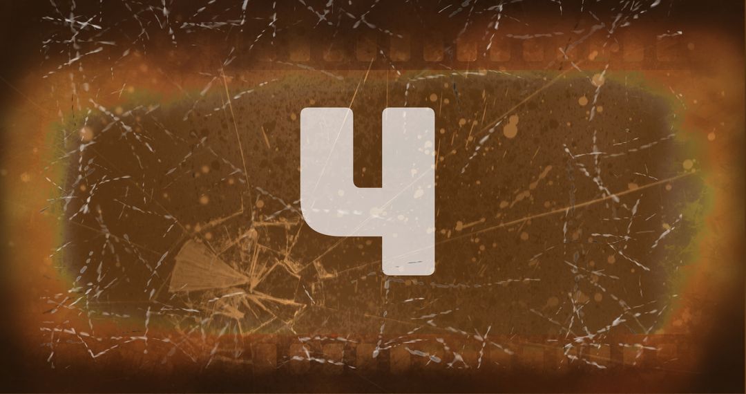 Retro Number 4 on Scratched Filmstrip Background