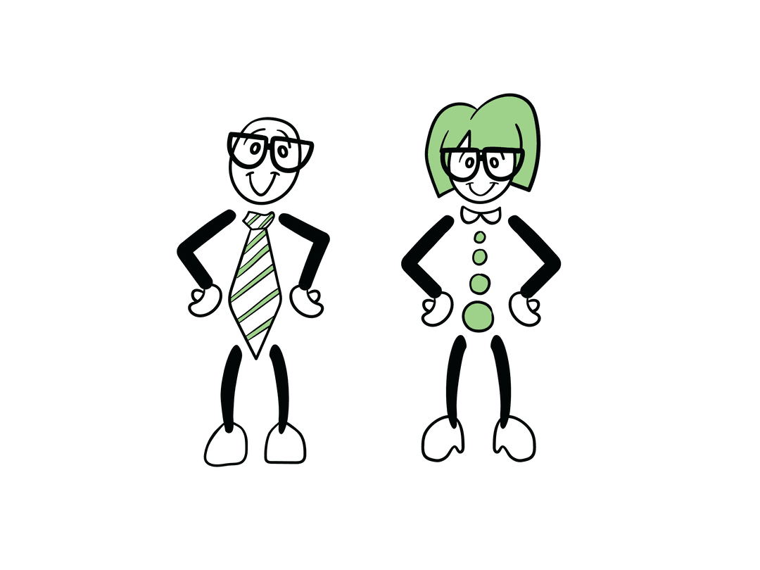 Animated business people icons on transparent background