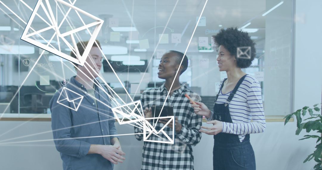 Diverse Colleagues Discussing Networking Technology at Office