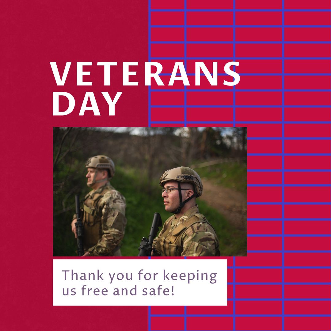 Digital composite of american soldiers with thank you message on us veteran's day - Download Free Stock Templates Pikwizard.com