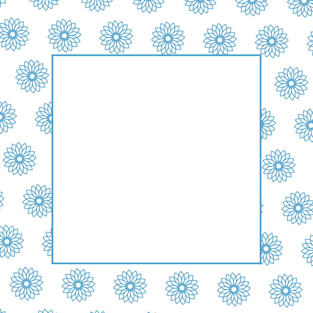 Blue Floral Pattern Frame with Transparent Background Illustration