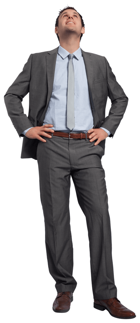 Transparent Confident Businessman Hands on Hips