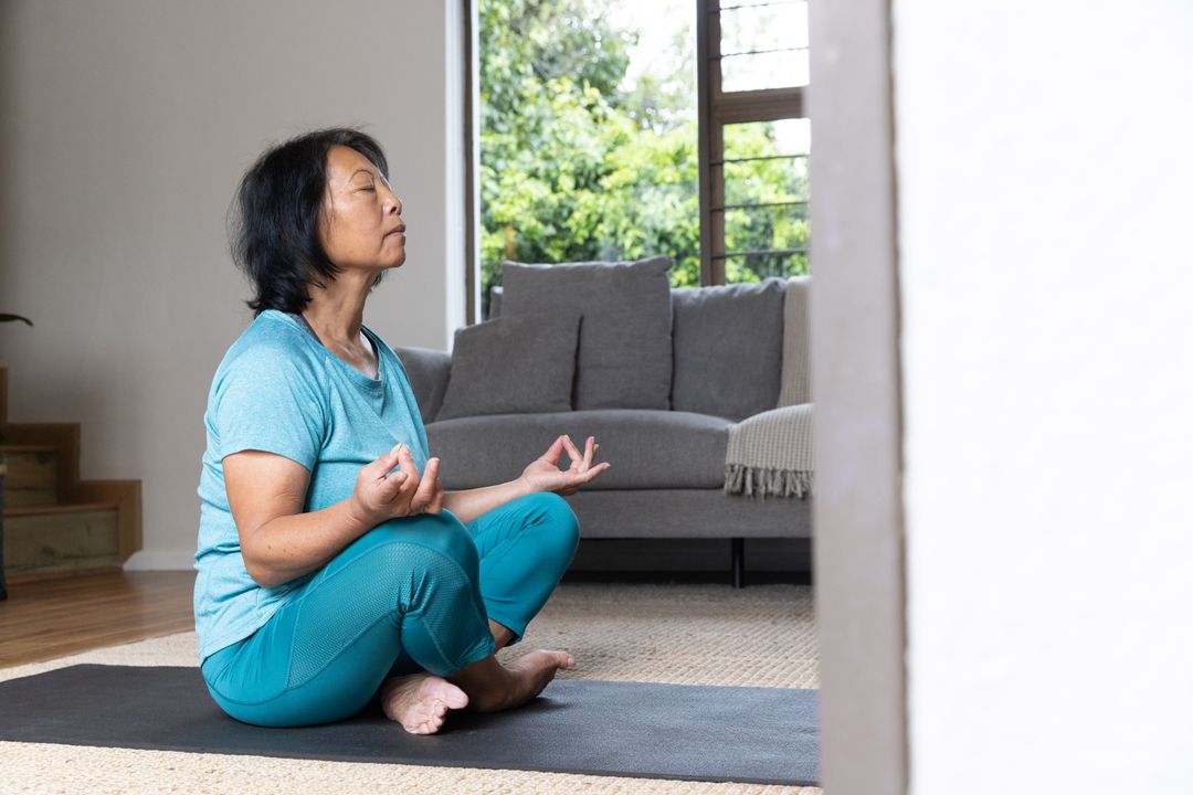Serene Meditation Indoors by Window Enhancing Tranquility and Balance