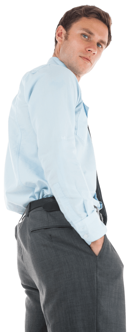 Transparent Confident Businessman Standing Hand in Pockets