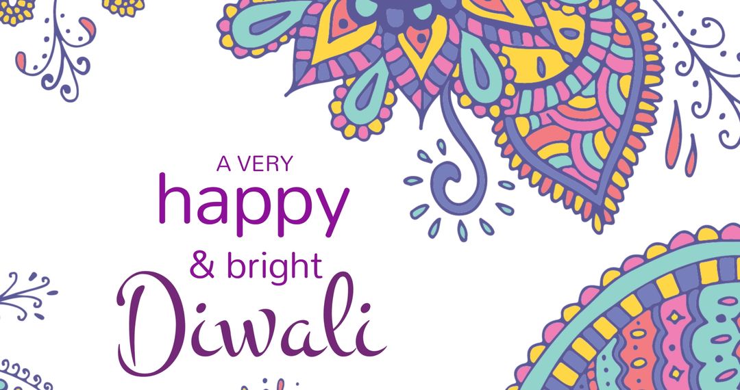 Colorful Diwali Greeting Card with Intricate Patterns