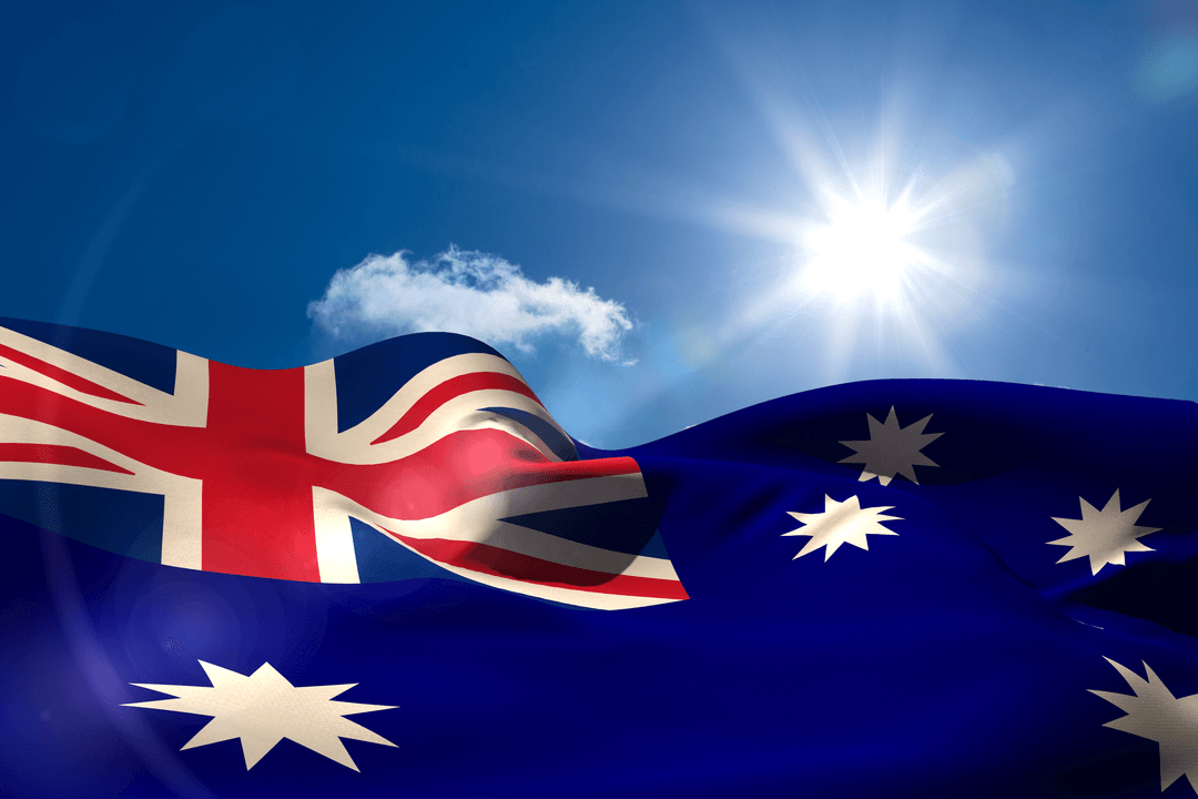 Australian Flag Transparent Image with Radiant Sunlight