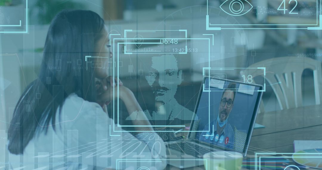 Virtual Meeting with Data Sharing Display on Laptop