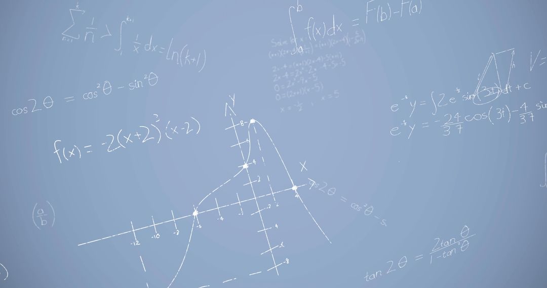 Abstract Mathematical Equations on Light Blue Background
