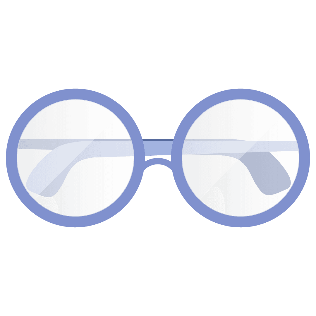 Blue Round Glasses Illustration on Transparent Background