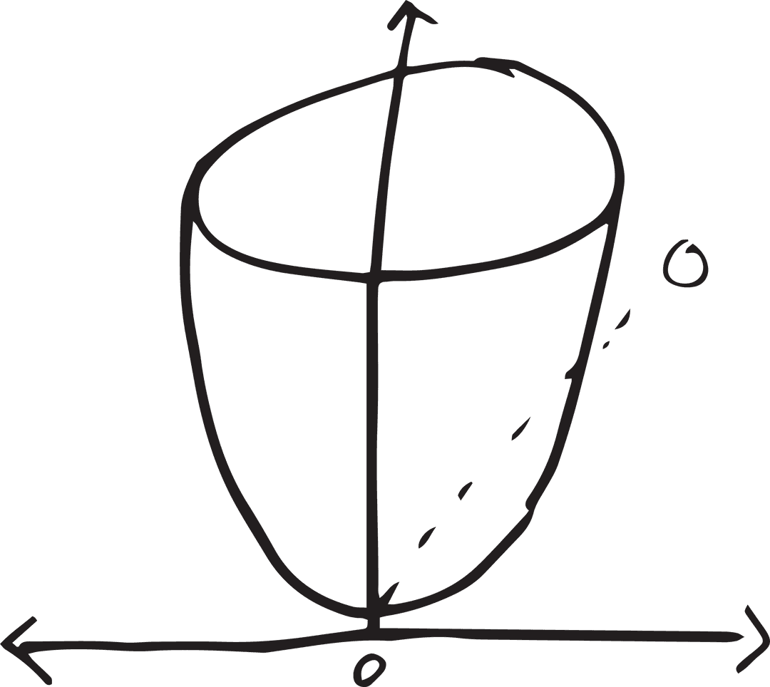 Transparent 3D Geometric Cone Diagram with Arrow Axis