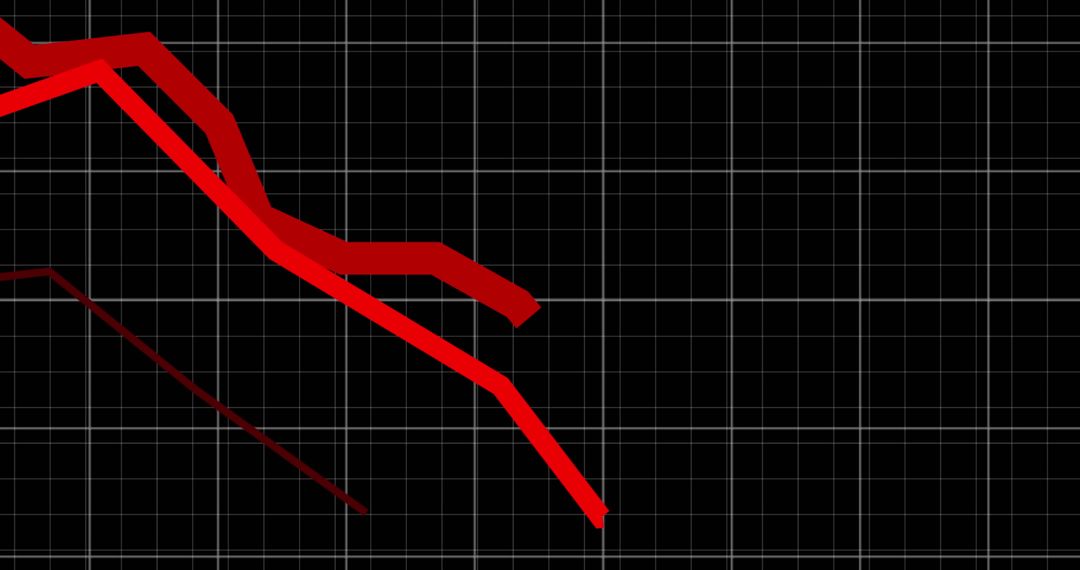 Red Line Graph Representing Financial Downturn on Dark Grid Background