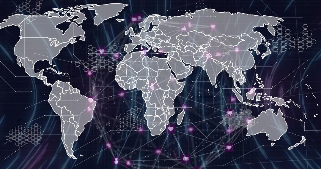 Digital global network concept with map and connections