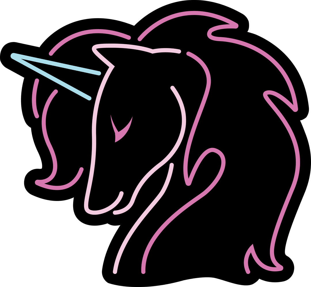 Magical Unicorn Head Digital Illustration on Transparent Background