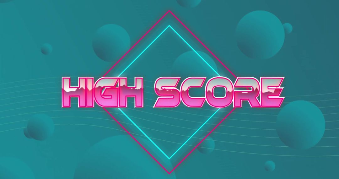 Retro High Score Digital Graphics with Geometric Background