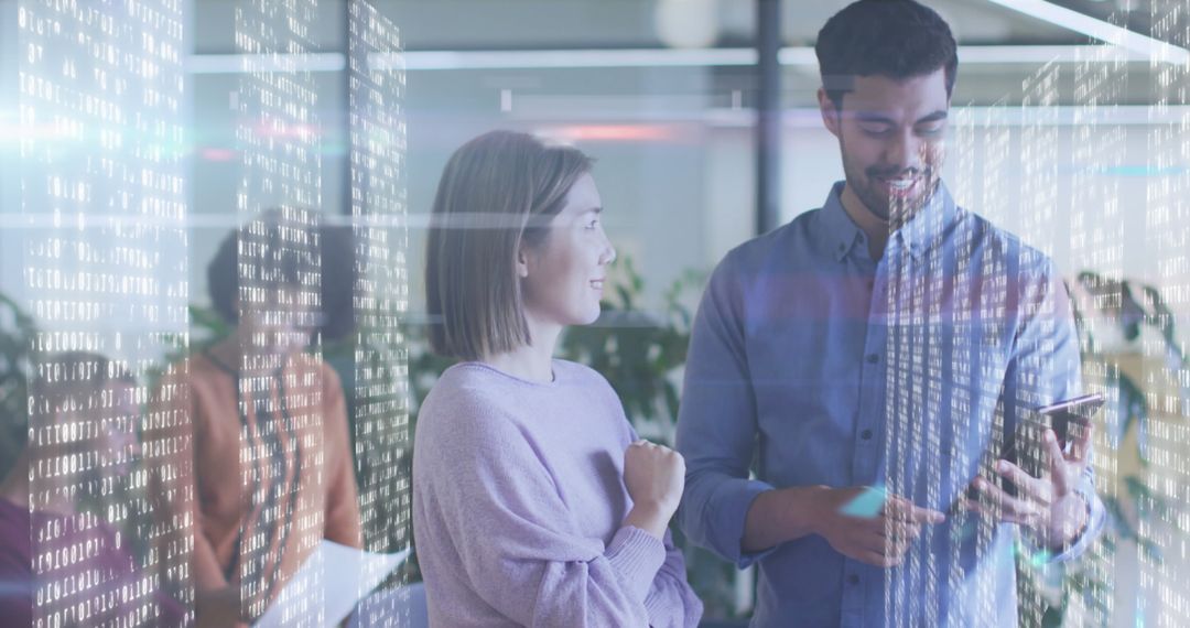 Innovative Team Collaborating with Digital Technology Solutions