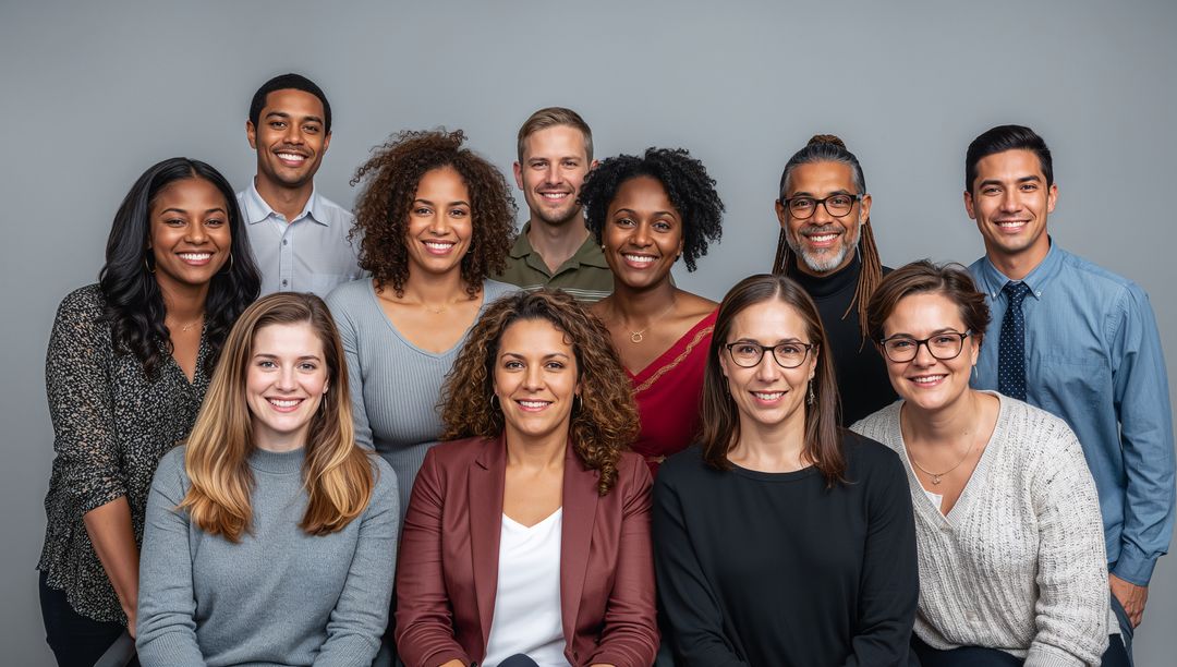 Diverse Team of Professionals Posing Together in Studio