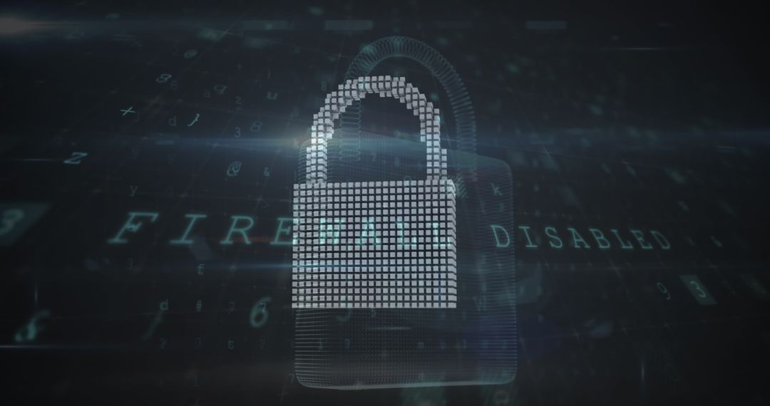 Cyber Security Warning with Lock Overlay