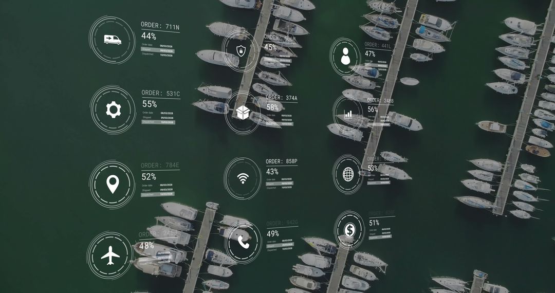 Data Visualization Over Aerial Marina Scene